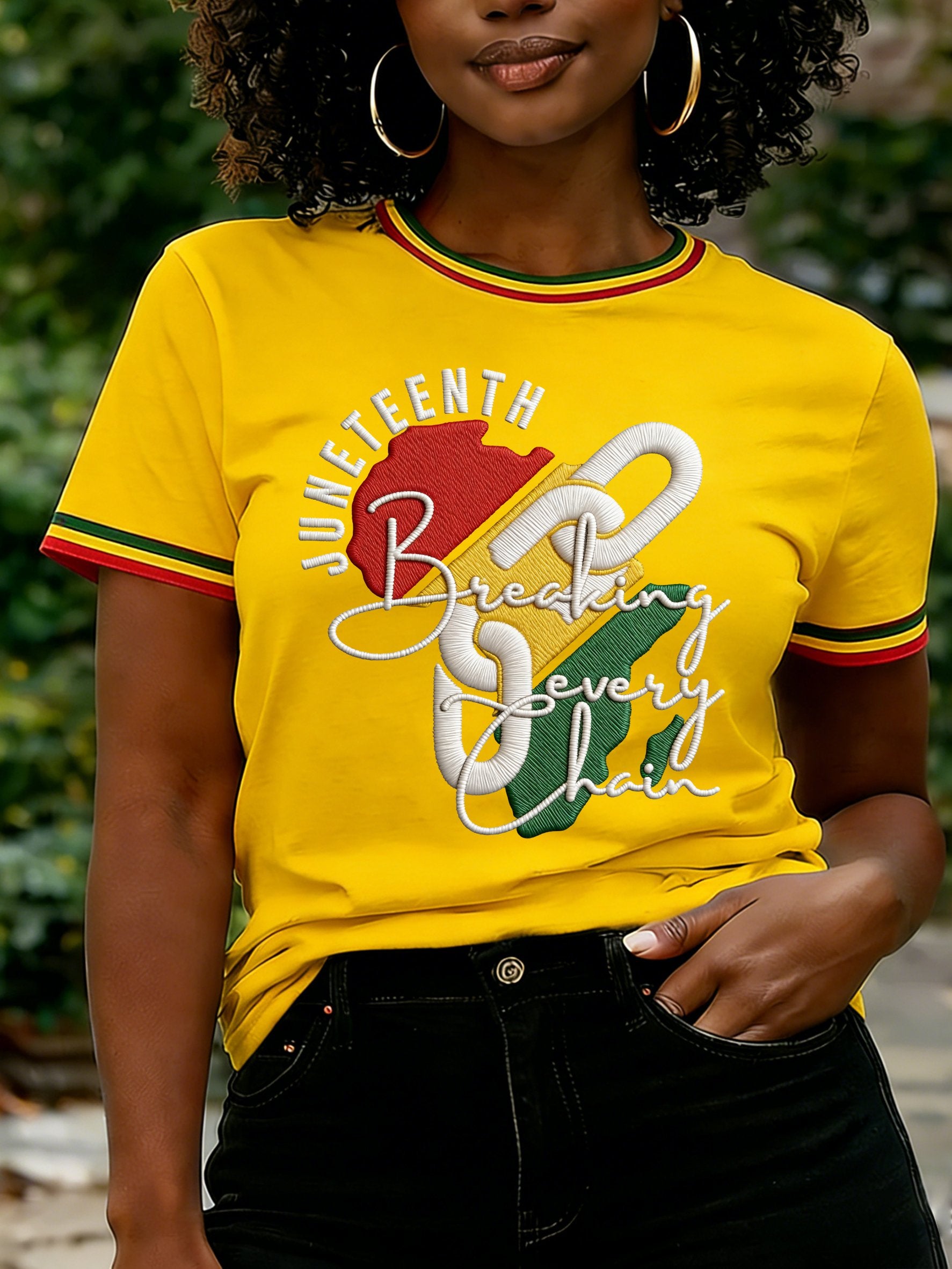 Women's Juneteenth Breaking Every Chain Print Casual T-shirt