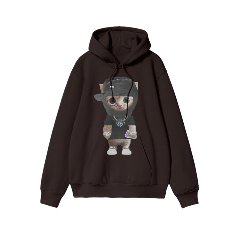 Unisex Street Style Cat Print Hoodie