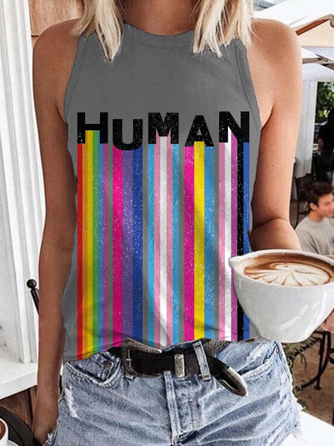 Women's Human Lgbt Pride Flags Print Casual Tank Top