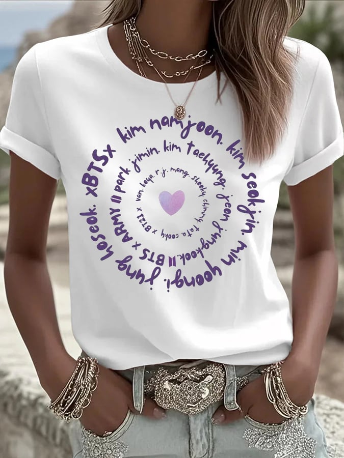 Women's K-pop  Print Casual T-Shirt