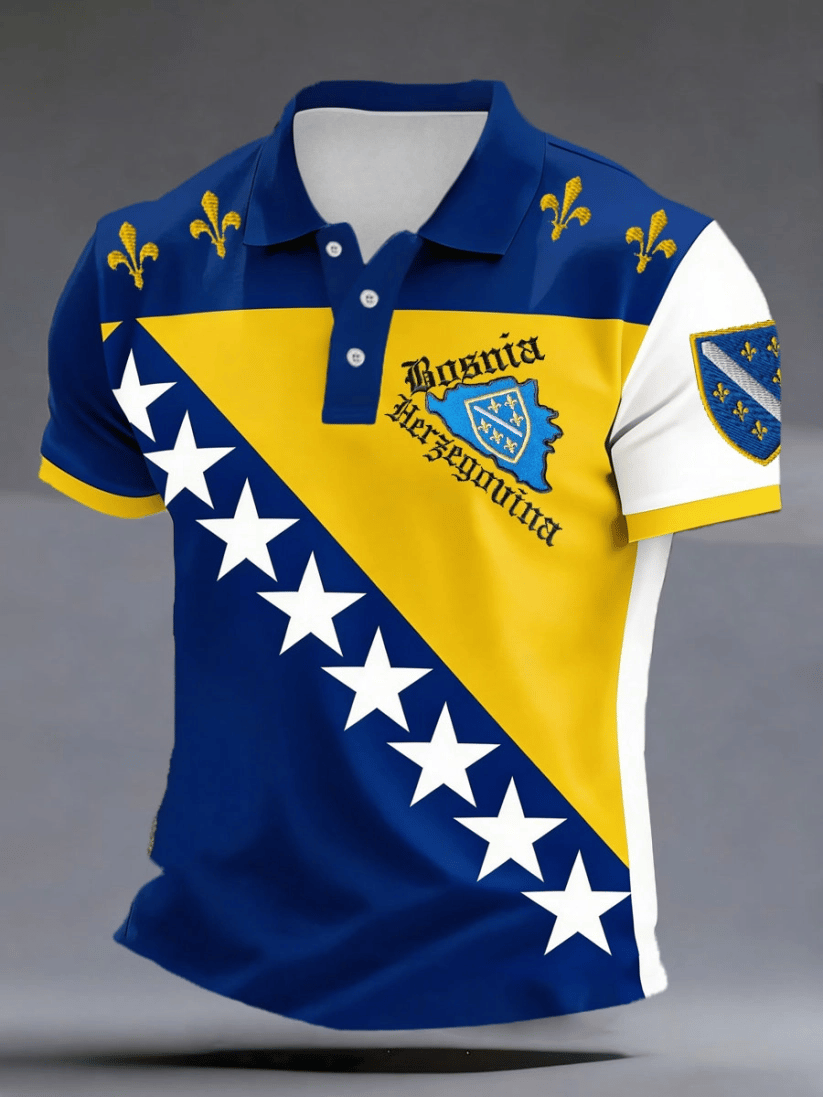 Men's Bosnia ZMAJEVI Football Lover Print Casual Polo
