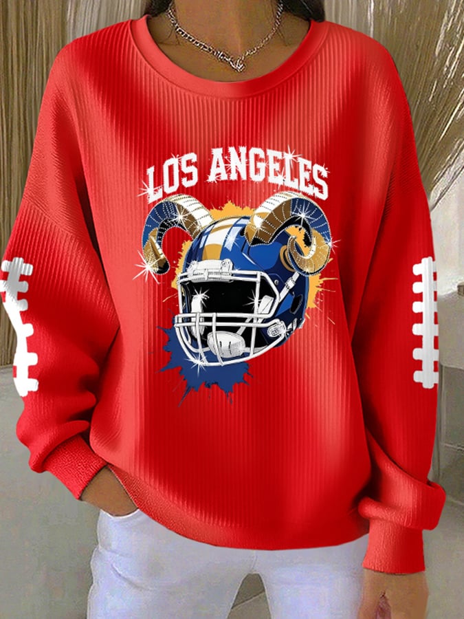 Women's Rugby Print Casual Long Sleeve Top