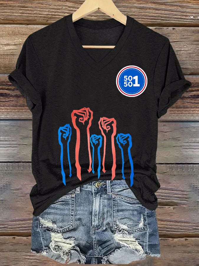 Women's 50501 We Stand Printed Casual T-shirt