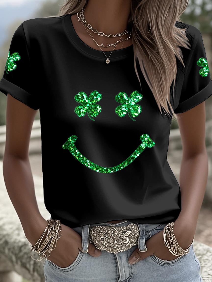 Women's St Patrick Print Round Neck T-shirt