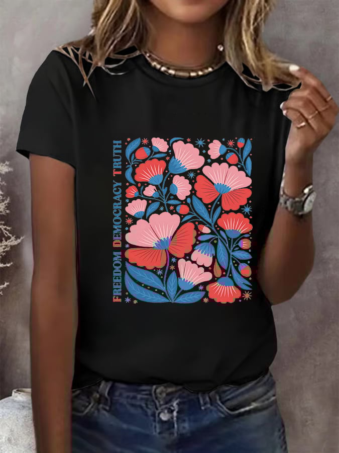 Women's Floral FDT Print  T-Shirt