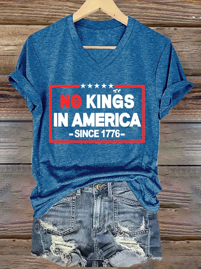 Women's No Kings In America Printed Casual T-Shirt