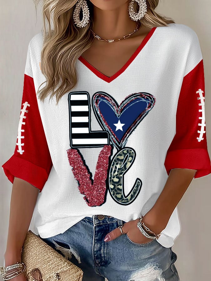 Women's Football print waffle T-shirt