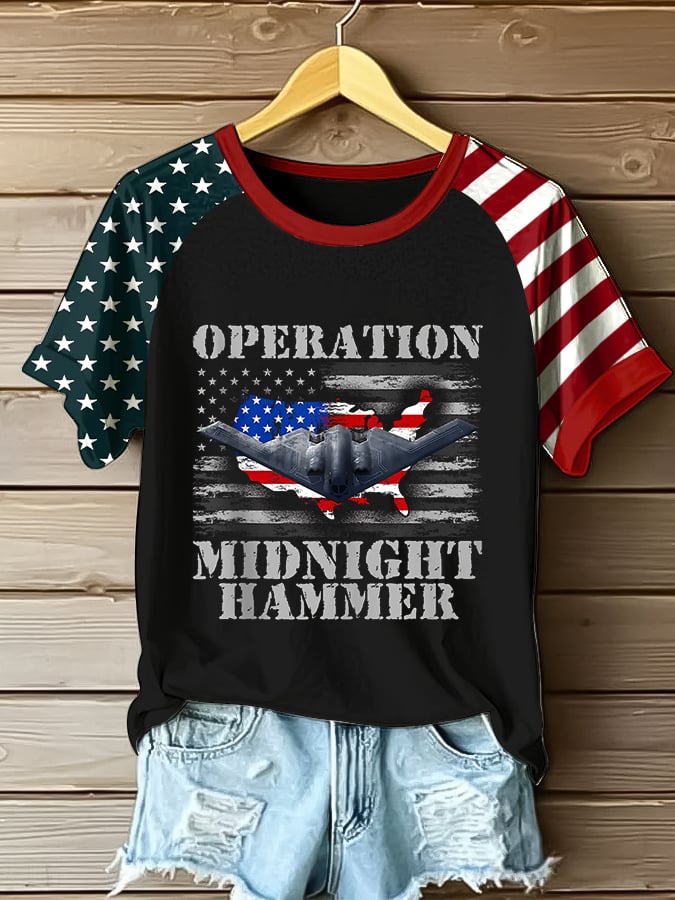 Women's "Operation Midnight Hammer" Raglan Short Sleeve T-Shirt