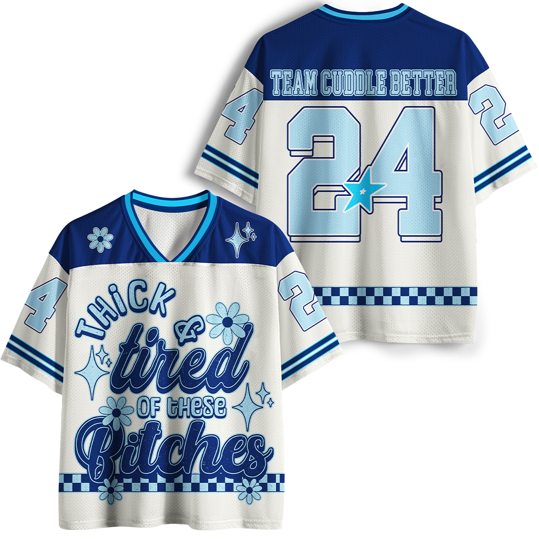 Personalized Vintage Thick And Tired Of These Bitches Mesh Jersey