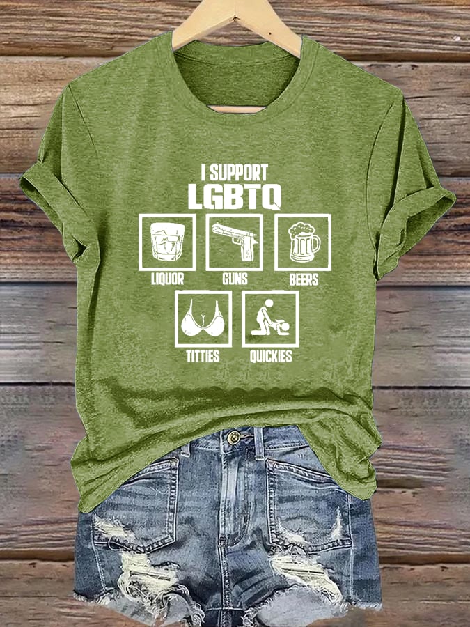 Women's  I SUPPORT LGBTQ Printed T-Shirt