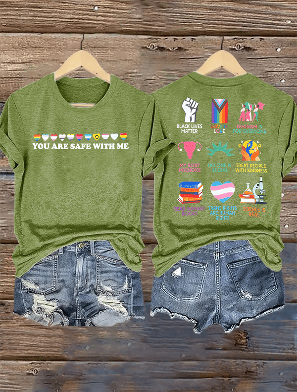 Women's  You are safe with me Printed T-Shirt