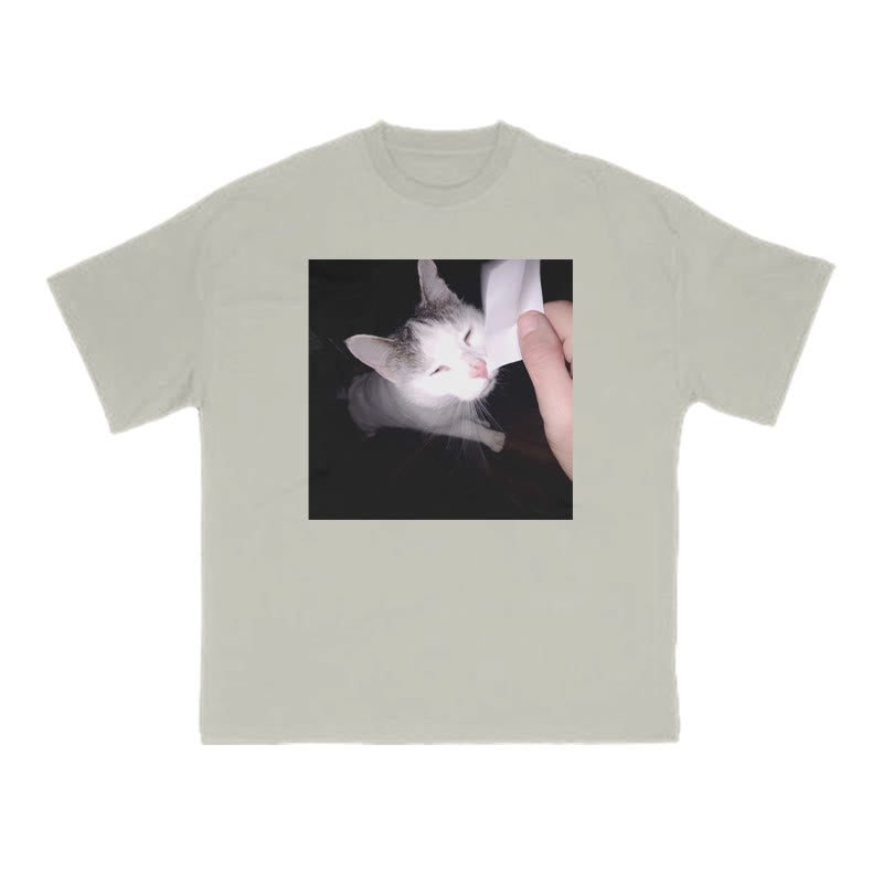 Unisex Provocative Cat Print T-shirt
