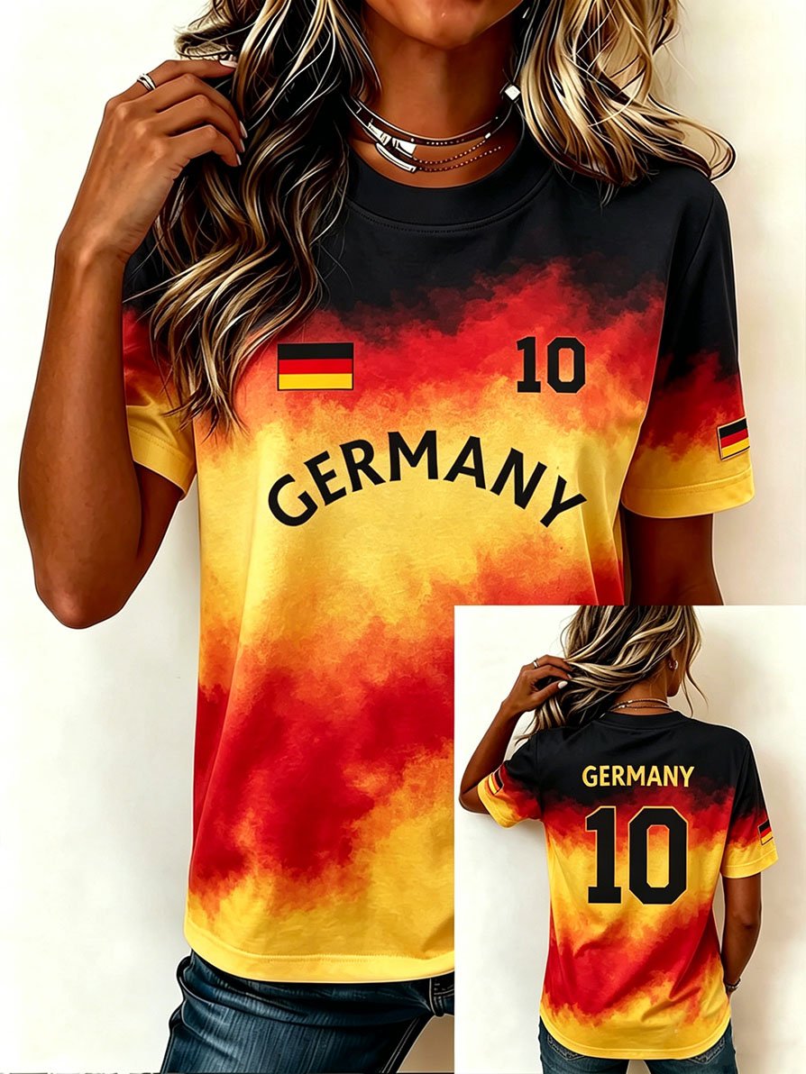 Women's Stylish Germany National Football Team Fan T-Shirt – Crew Neck, Short Sleeve