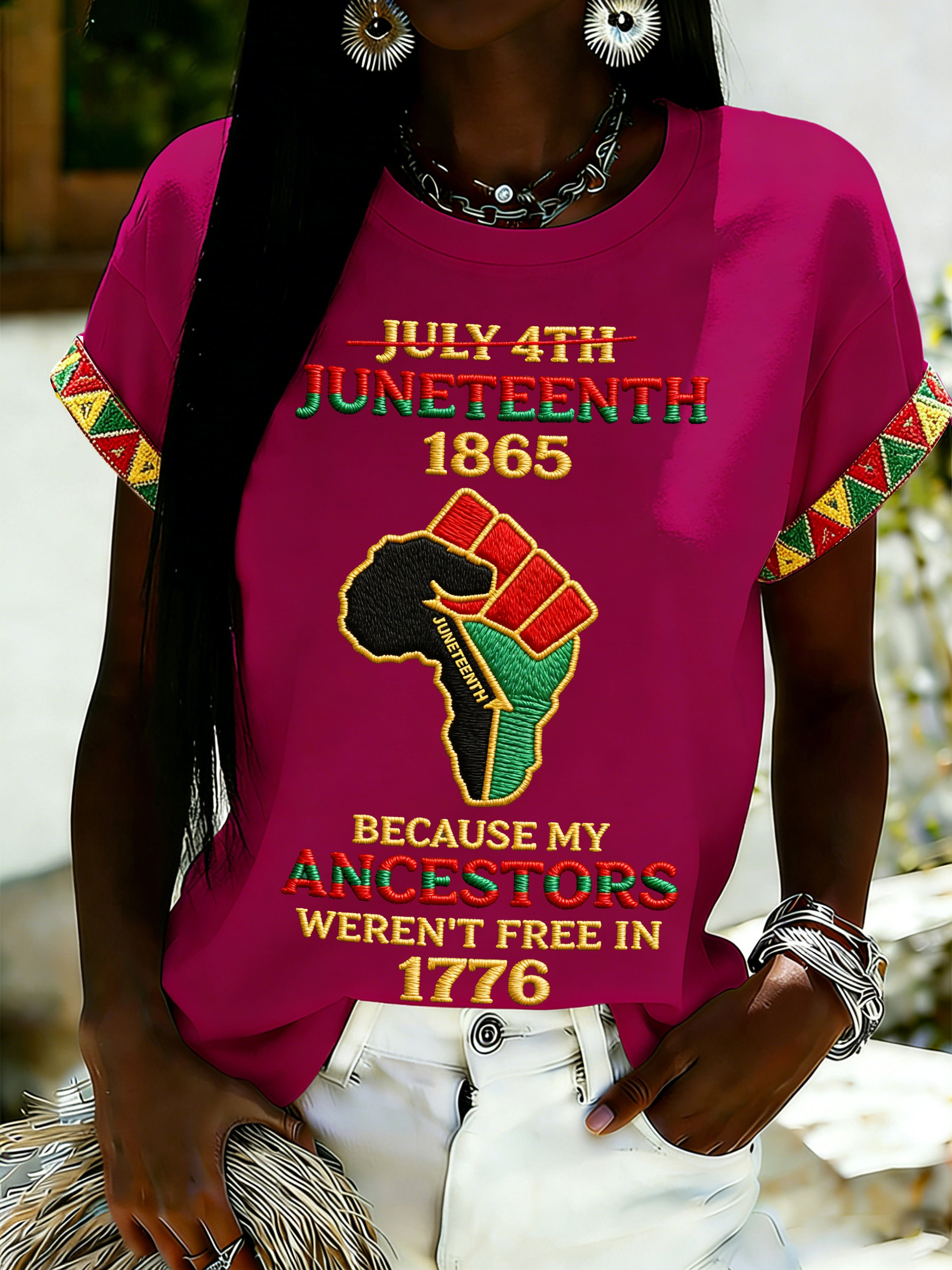 African American Women's Juneteenth Print Top