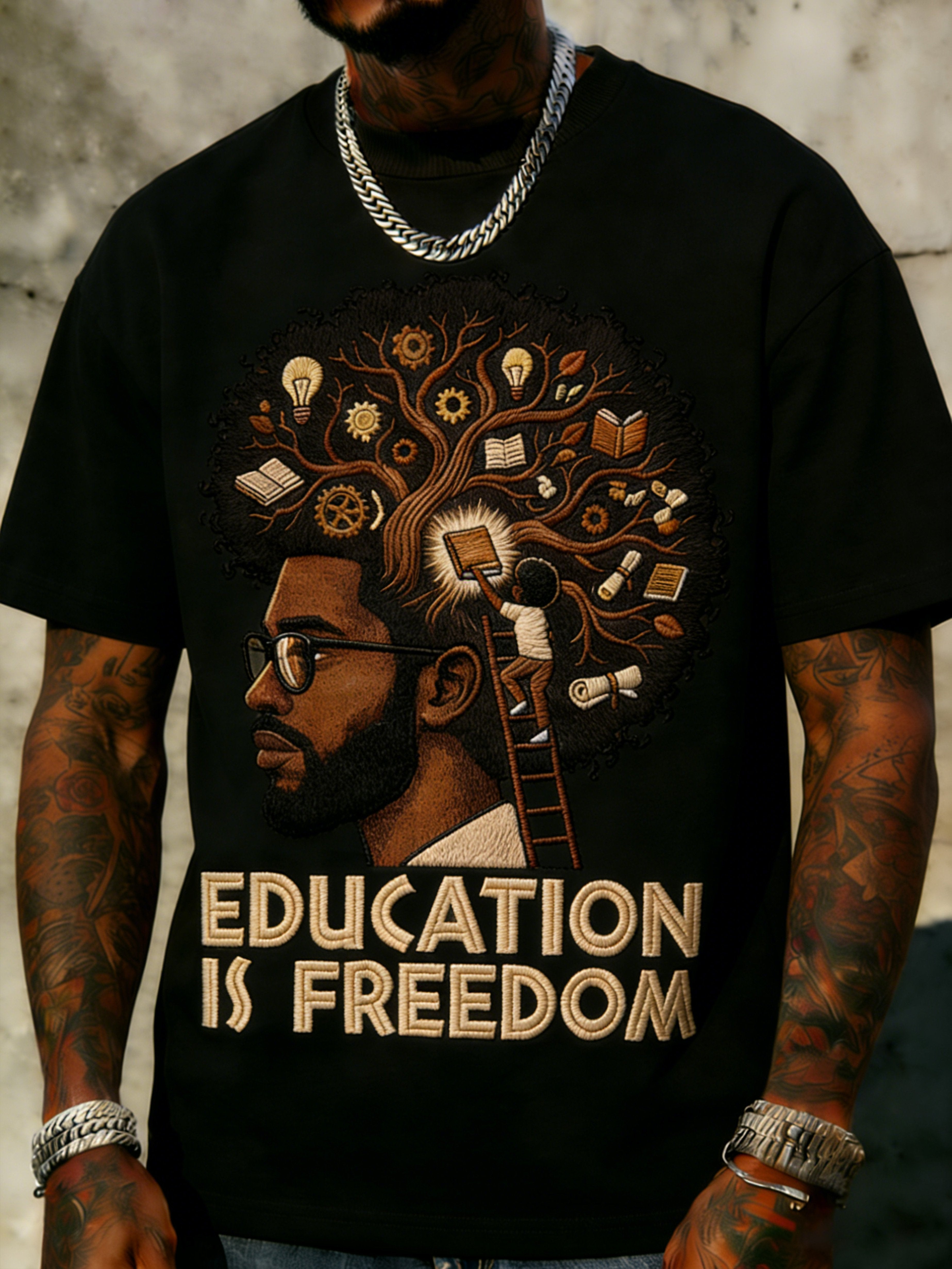 African American men's culturally confident crewneck top