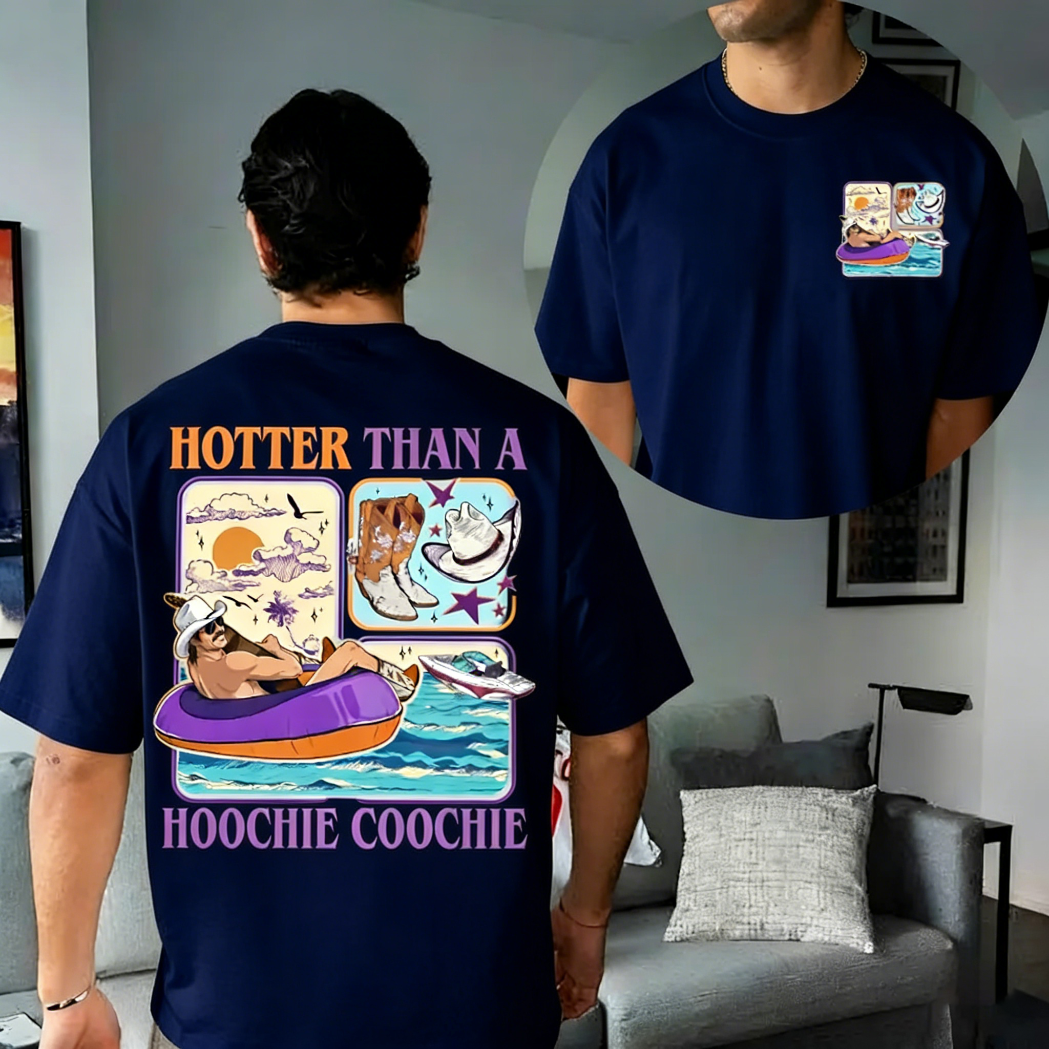Men Hotter Than A Hoochie Coochie Vintage 2 Sides T-shirt