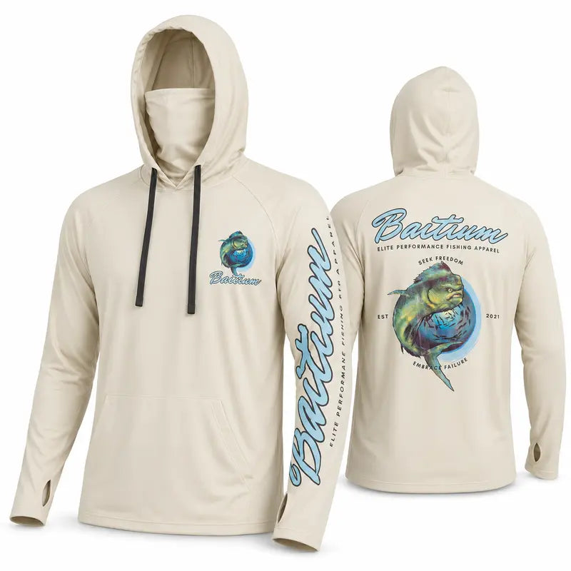 Unisex Fishing and Construction Shirts - Hooded UPF 50 Long Sleeve with Gaiter
