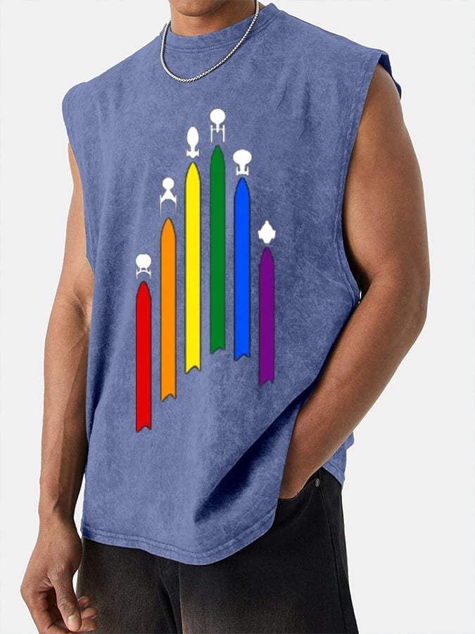 Men's Gay Print Casual Crew Neck Tank Top