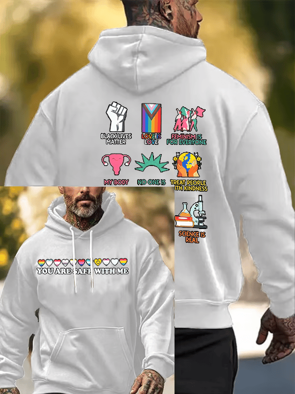 Men's  You are safe with me  Print  Hoodie