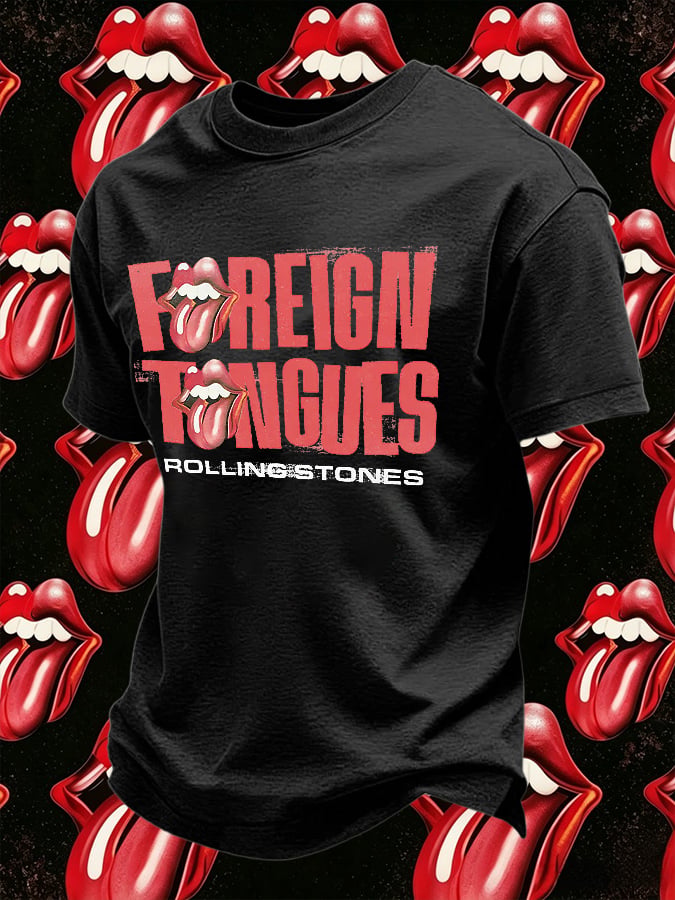 Men's Retro Foreign Tongues Print T-Shirt
