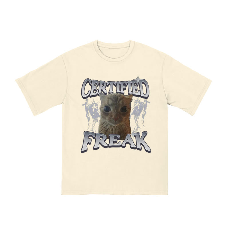 Unisex Certified Freak Funny Cat Print T-shirt