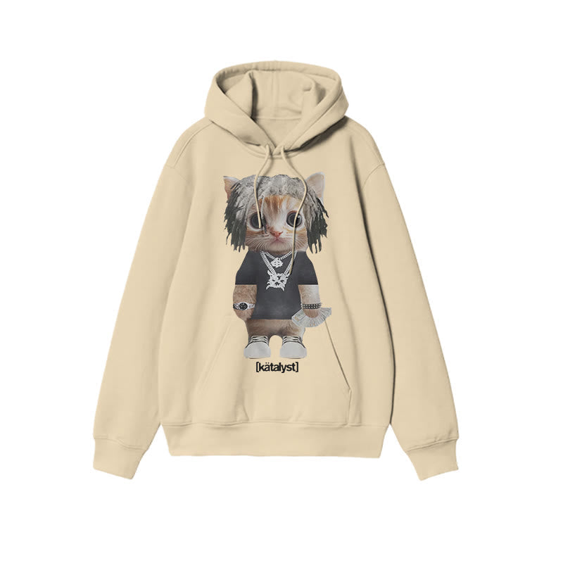 Unisex Street Style Cat Print Hoodie