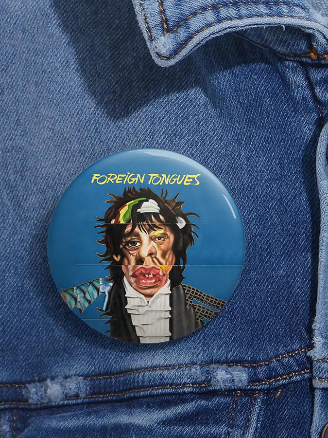 Unisex Retro Foreign Tongues Pin-Back Button