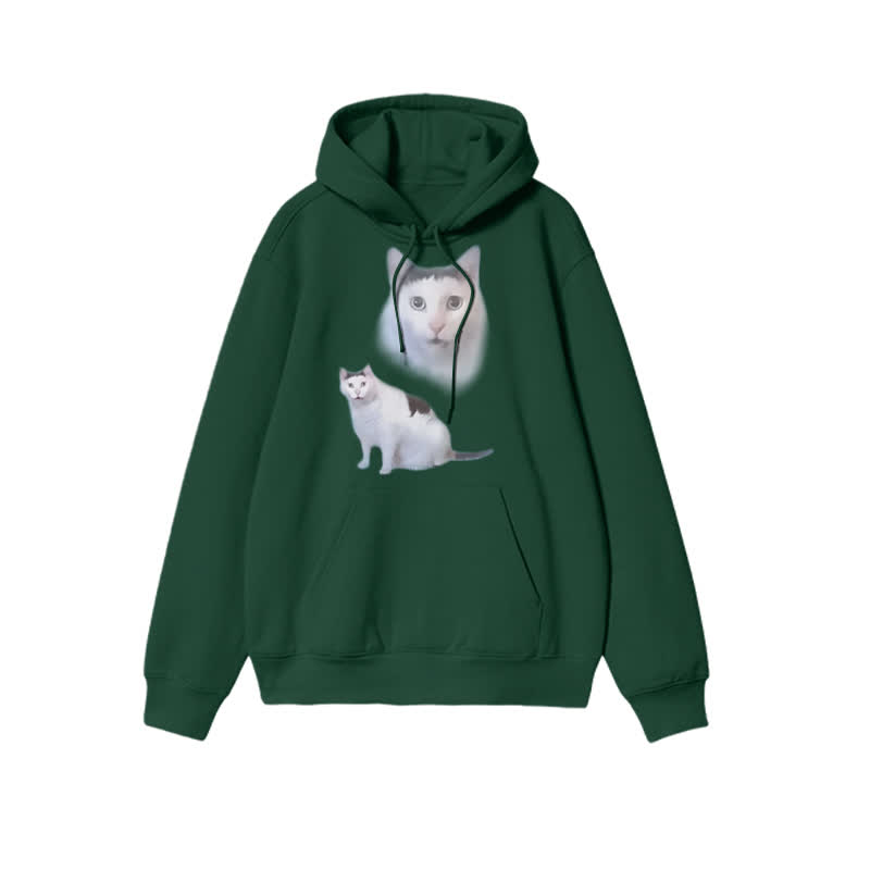 Unisex Confused Cat Print Hoodie