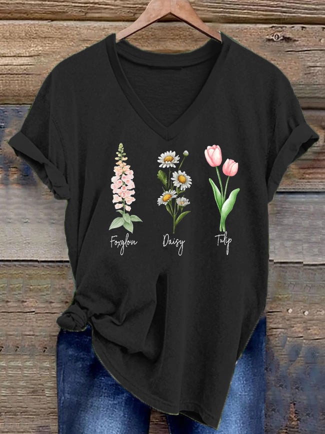 Women's FDT Retro Flowers Print T-Shirt