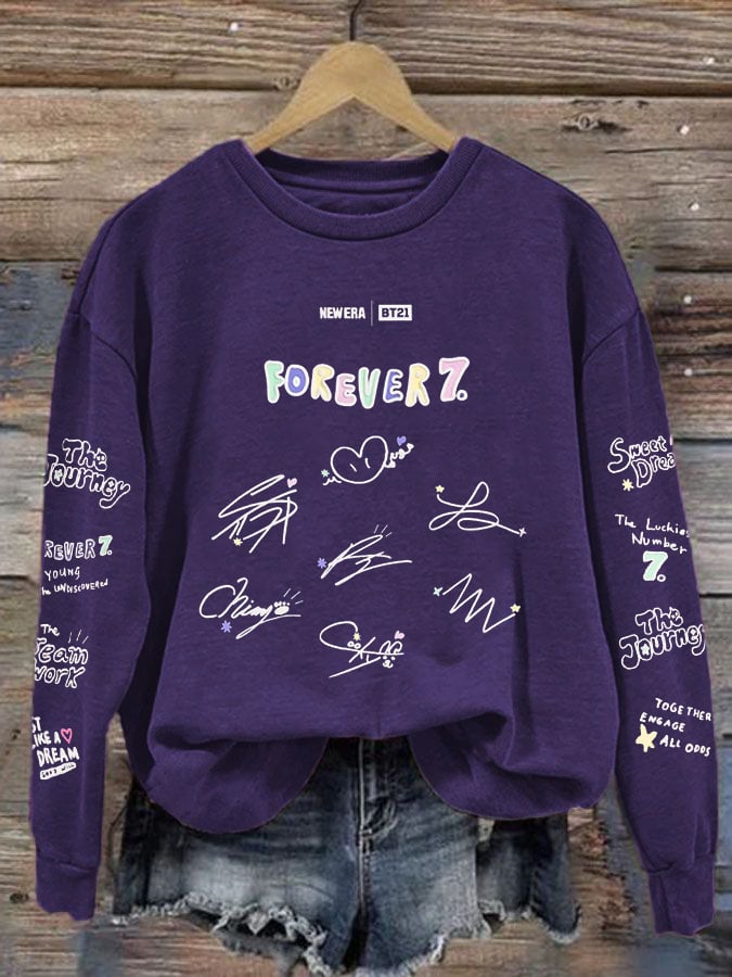 Women's K-pop Printed Long-Sleeve Sweatshirt