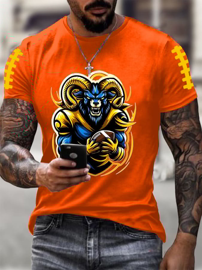 Men's Football Print Casual T-Shirt