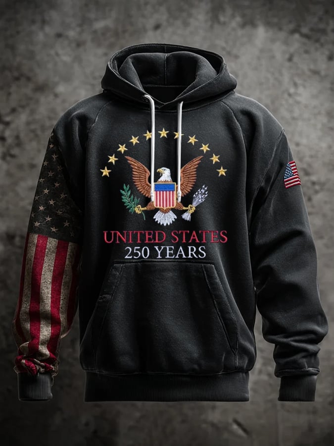 Men's 250th Anniversary Casual Printed Hooded Sweatshirt