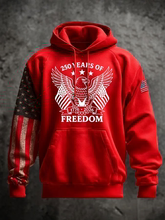 Men's 250th Anniversary Casual Printed Hooded Sweatshirt