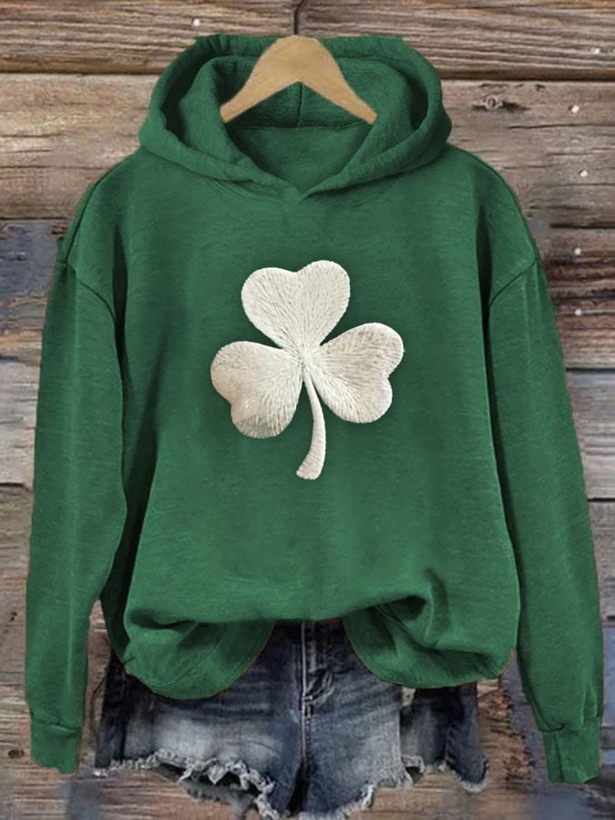 Women's  Shamrock St. Patrick's Day Print Hoodie