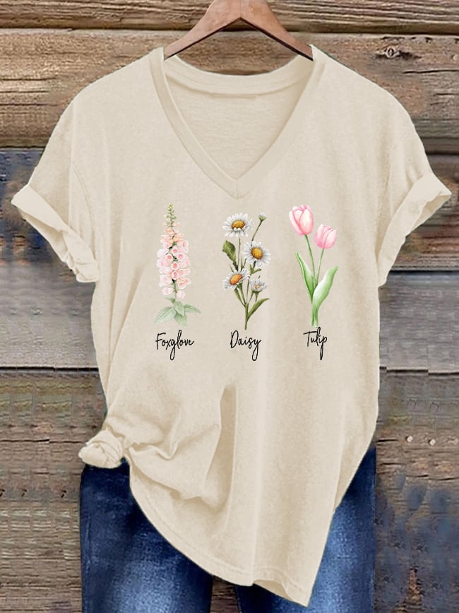 Women's FDT Retro Flowers Print T-Shirt