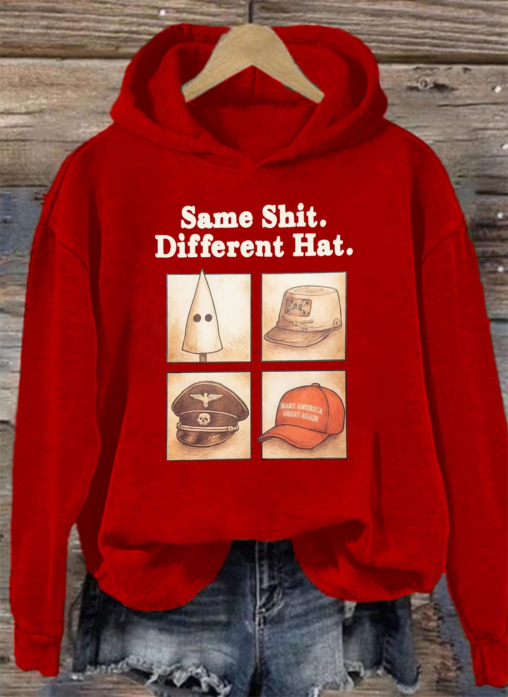Women's Same Shit Different Hat Print Hoodie
