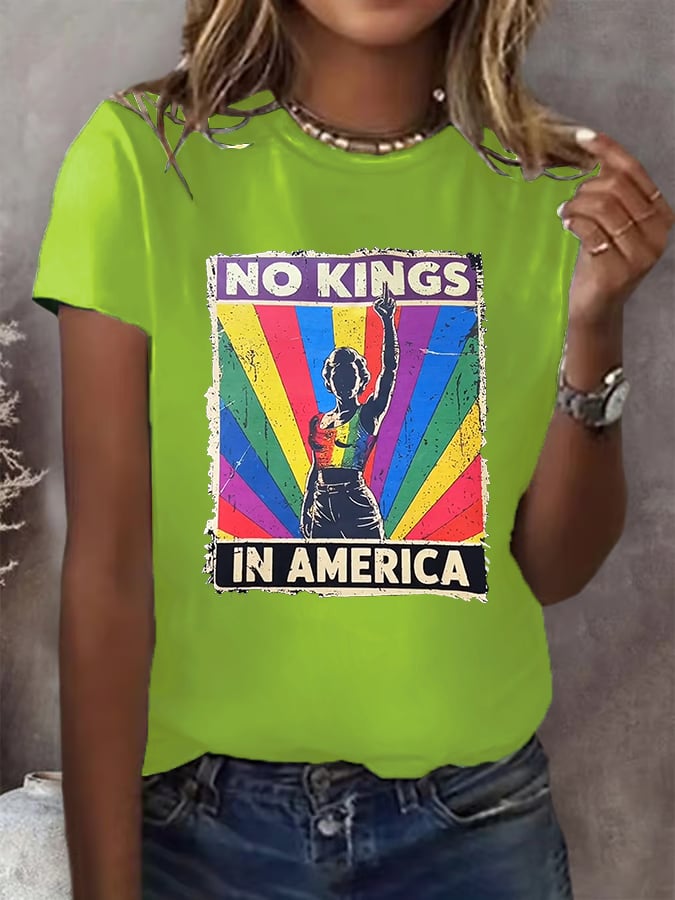 No Kings In America Print  T-shirt