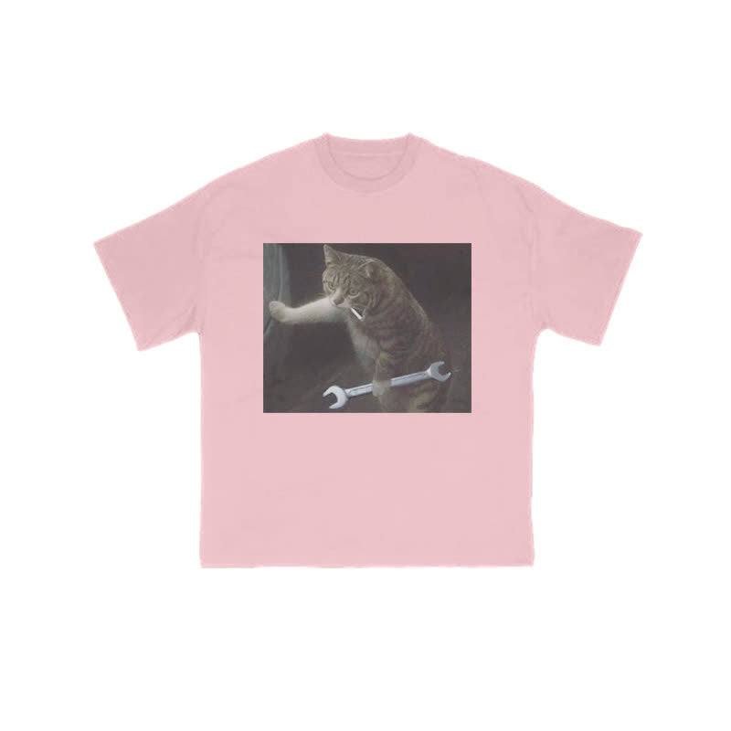 Unisex 100% Overlord Cat Print T-shirt