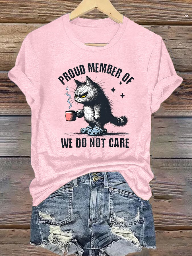 Women's Retro Funny Proud Member Of Club We Do Not Care Menopause Perimenopause Print  T-Shirt