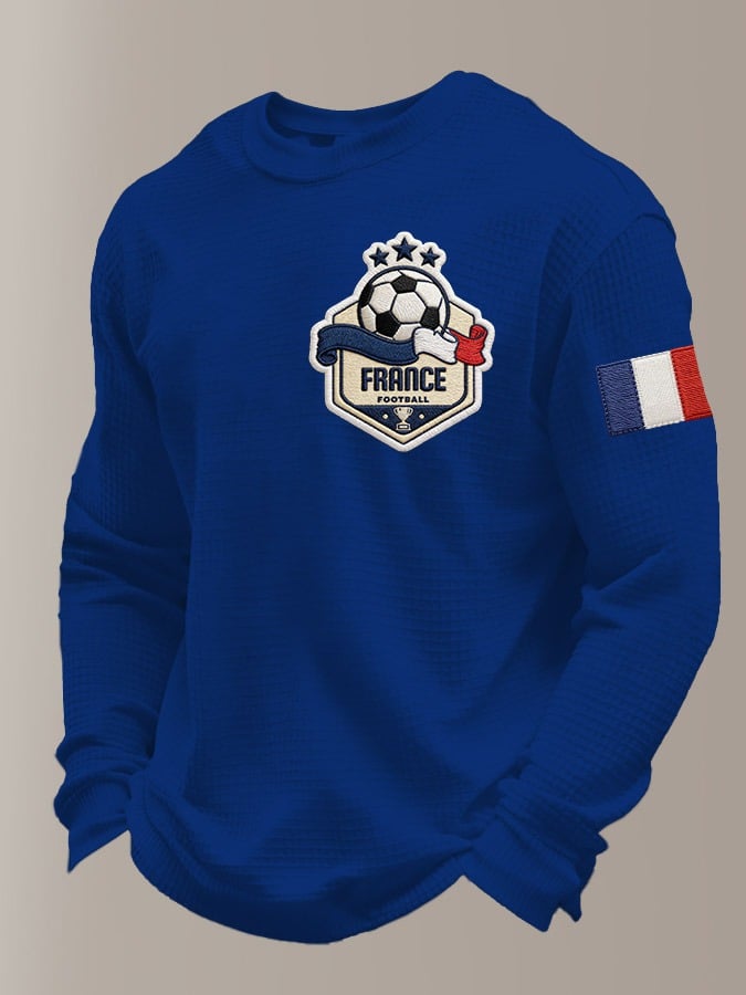 Men's Retro French Football Printed Casual Long-Sleeved Top