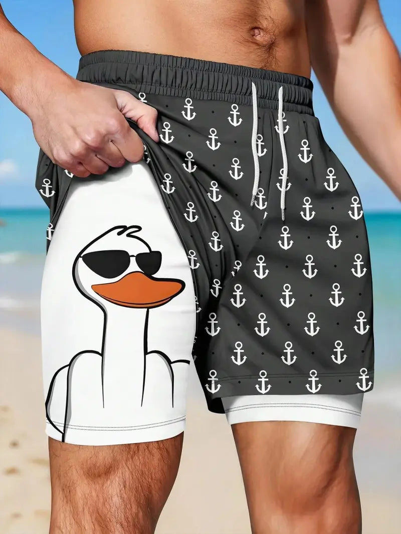 Men's 2-in-1 Quick-Dry Beach Shorts