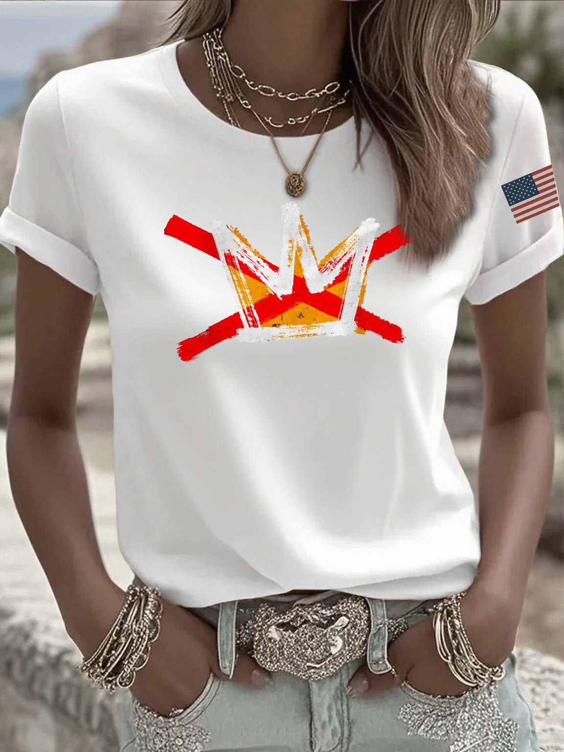 Women's casual reject king T-shirt