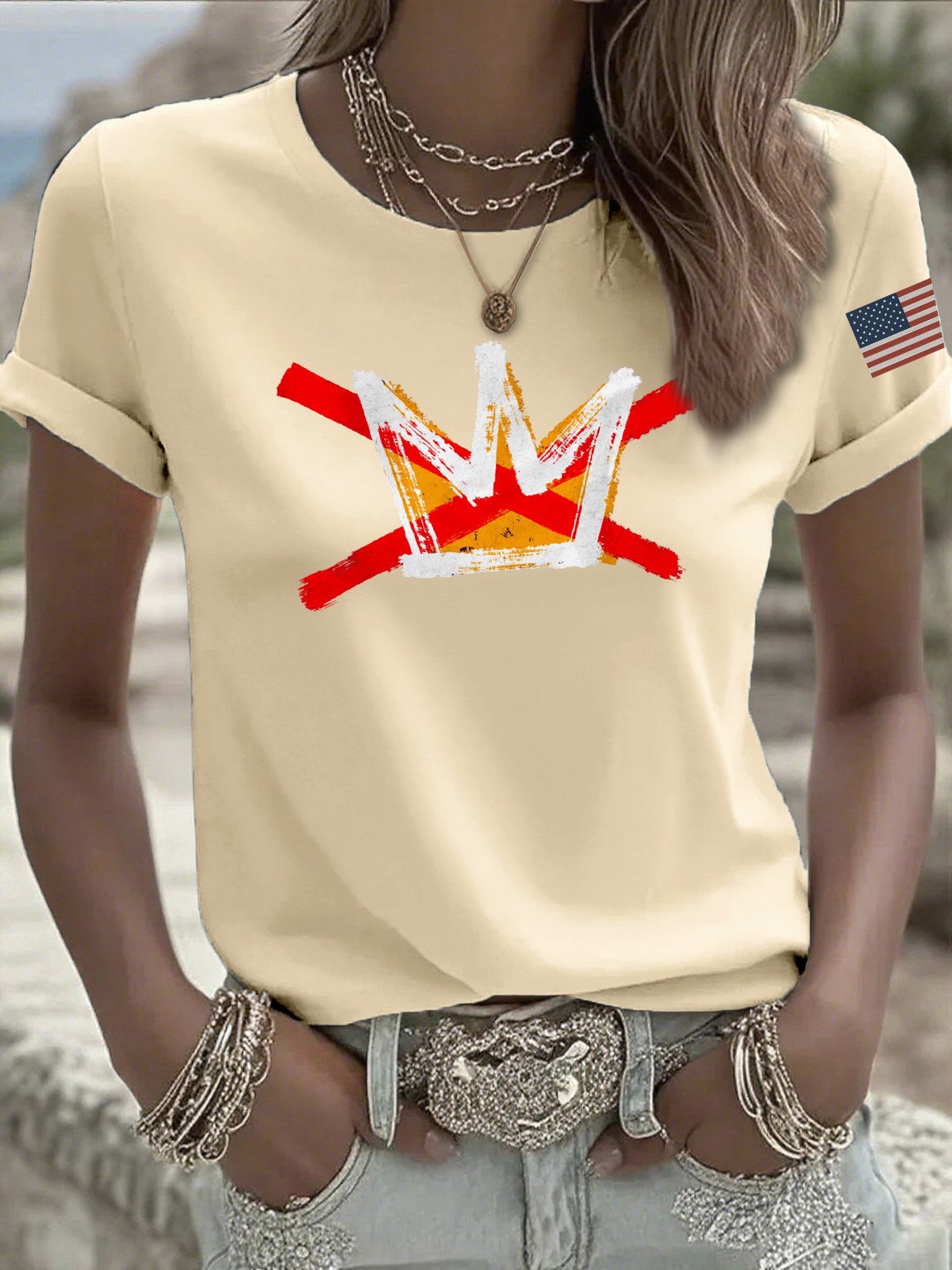 Women's casual reject king T-shirt