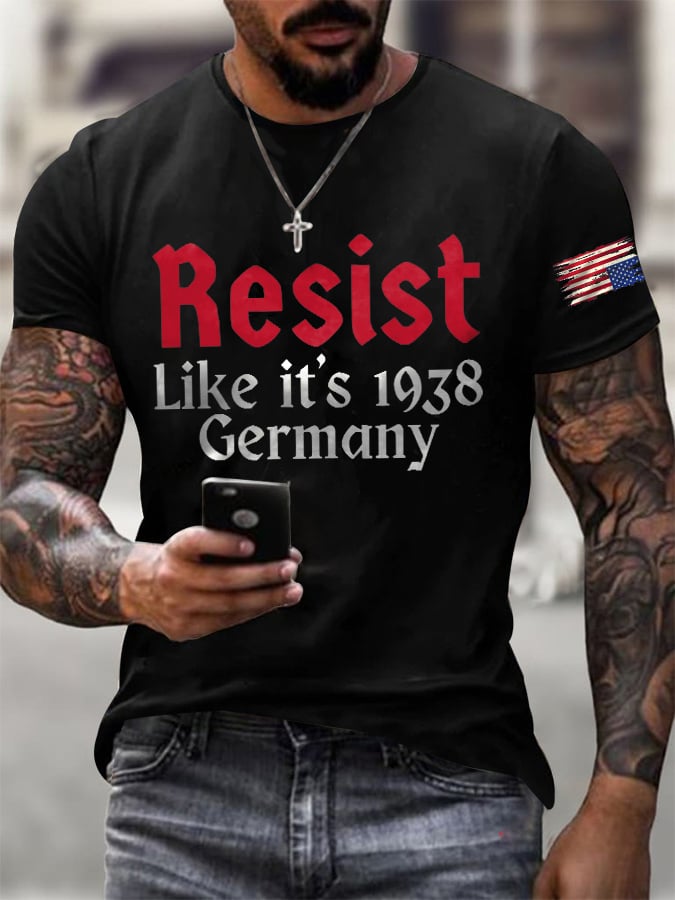 Men's Retro Resist Like It's 1938 Germany Print T-Shirt