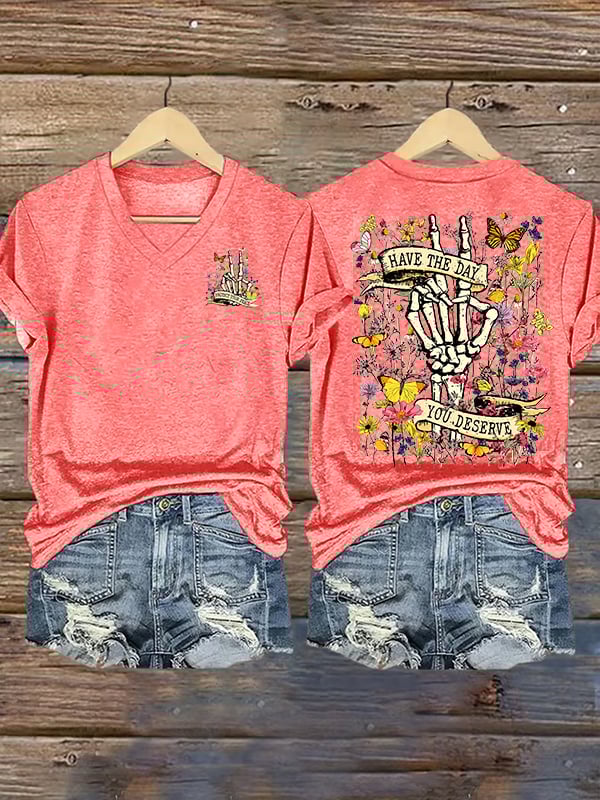 Women's  Flower skull hand gesture Of WDNC Club We Do Not Care Menopause Perimenopause Print T-Shirt