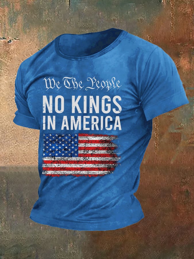 Men's casual American flag-free T-shirt