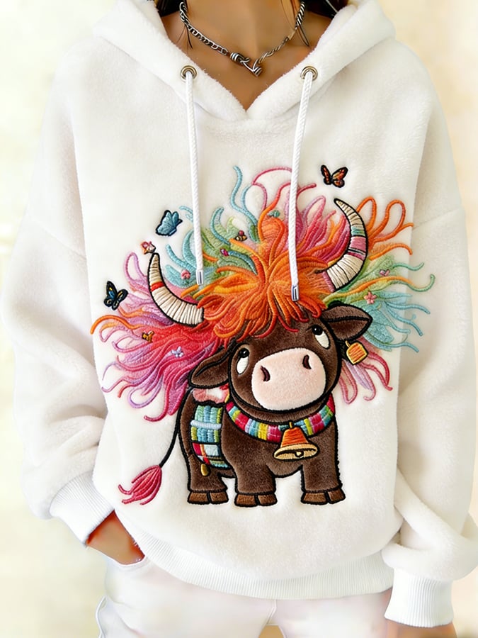 Women's Fun Animal Highland Cow Print Sweatshirt