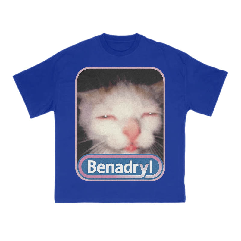 Unisex Benadryl Meme Cat Art Print T-shirt