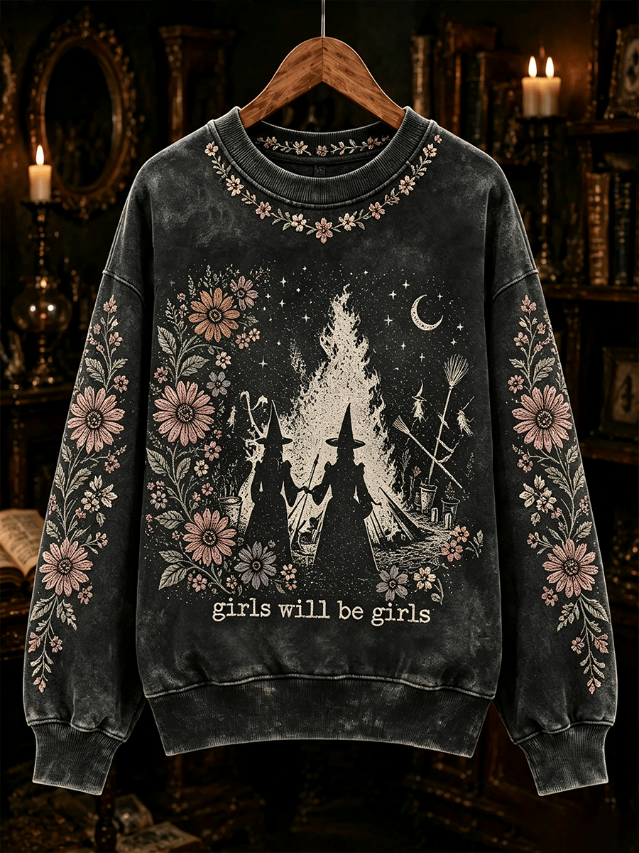 Women's "Girls Will Are Girls" Halloween Comfortable Crew Neck Sweatshirt