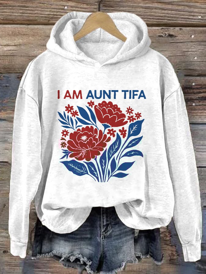 Retro I Am Aunt Tifa Print Hoodie